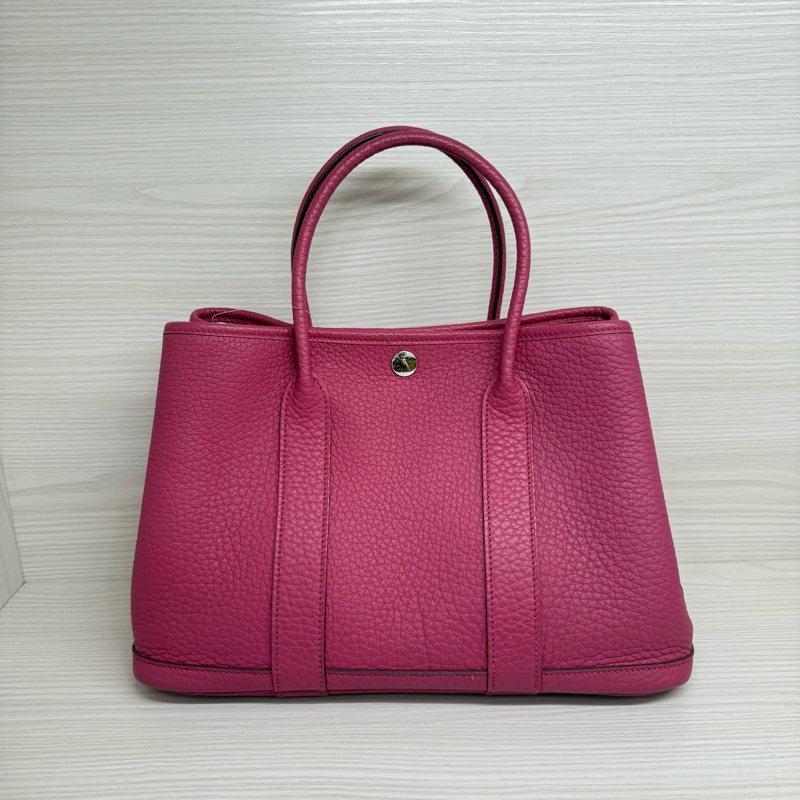 HERMES GARDEN PARTY30玫粉色銀釦/框P-1
