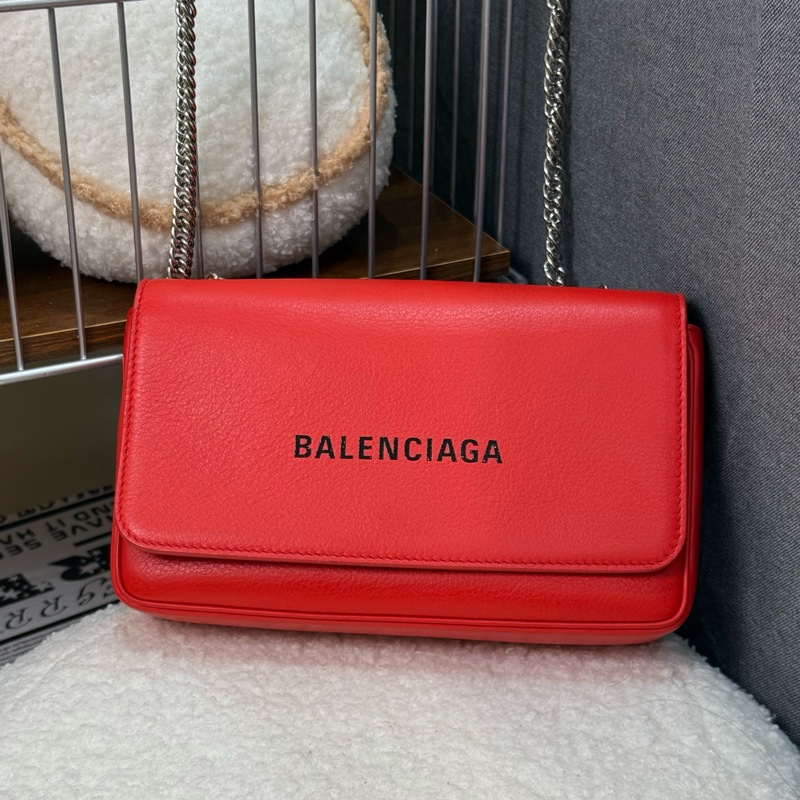 (膠膜未撕)巴黎世家 Balenciaga Everyday 20年春夏款紅色皮革粒面Woc-0