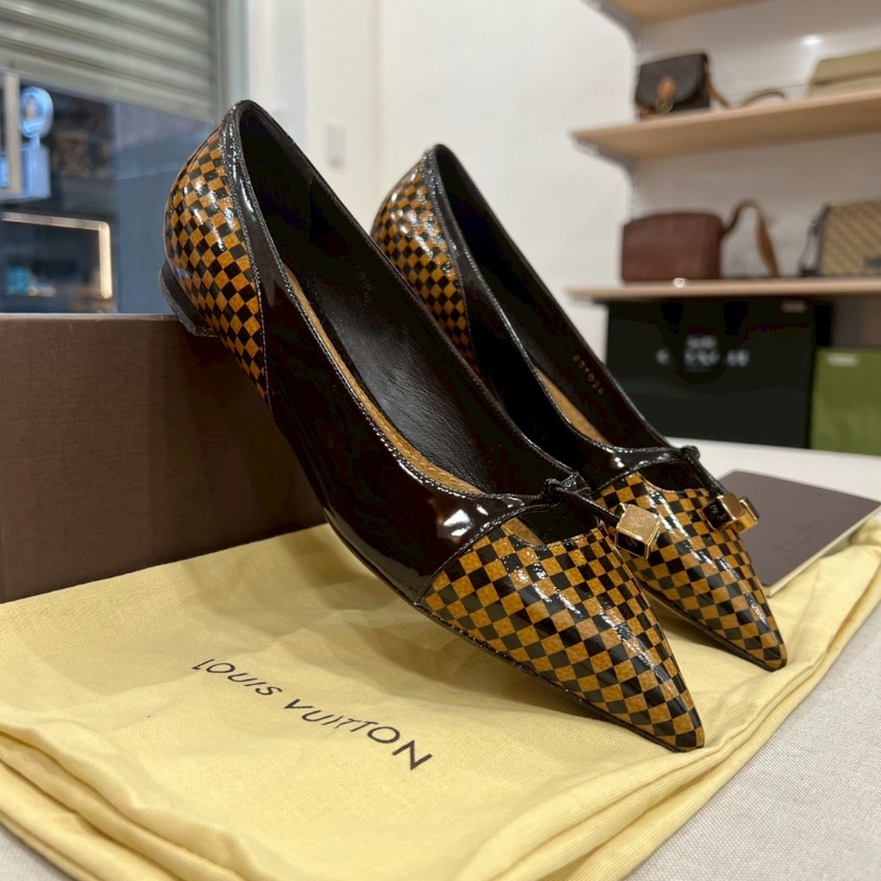 LV Ballet Leather Flats 棋盤格瓶底便鞋-1