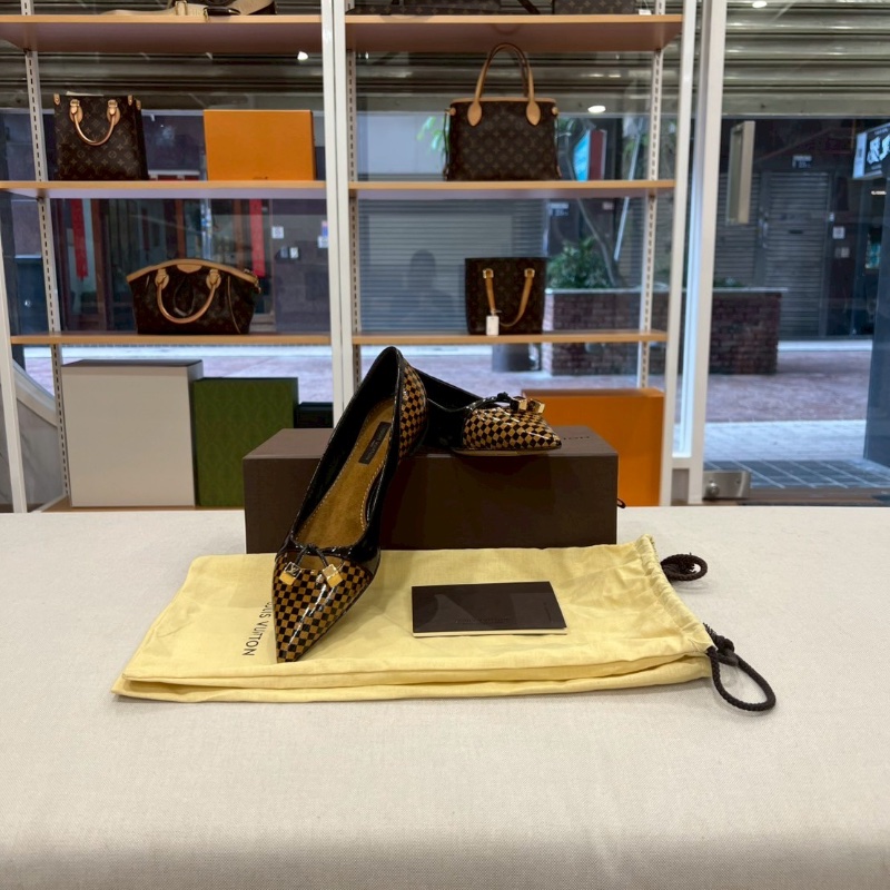 LV Ballet Leather Flats 棋盤格瓶底便鞋-10