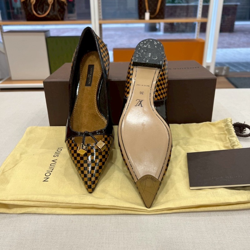 LV Ballet Leather Flats 棋盤格瓶底便鞋-13