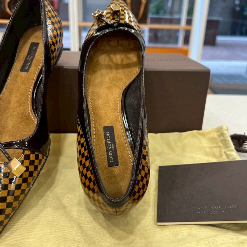 LV Ballet Leather Flats 棋盤格瓶底便鞋-14