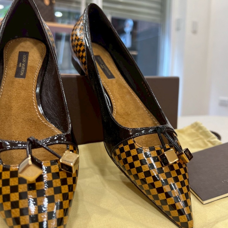 LV Ballet Leather Flats 棋盤格瓶底便鞋-21