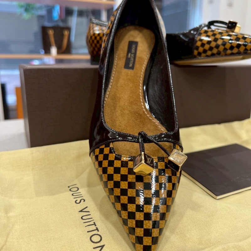 LV Ballet Leather Flats 棋盤格瓶底便鞋-22