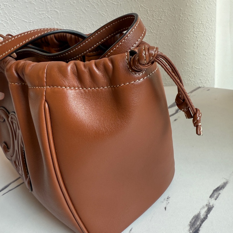 Celine 焦糖色 皮革超好摸 斜背兩用包-4