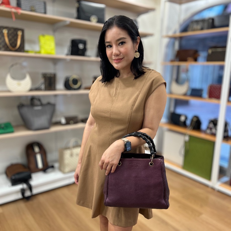 Gucci 小號竹子手把 Shopper 托特包-3