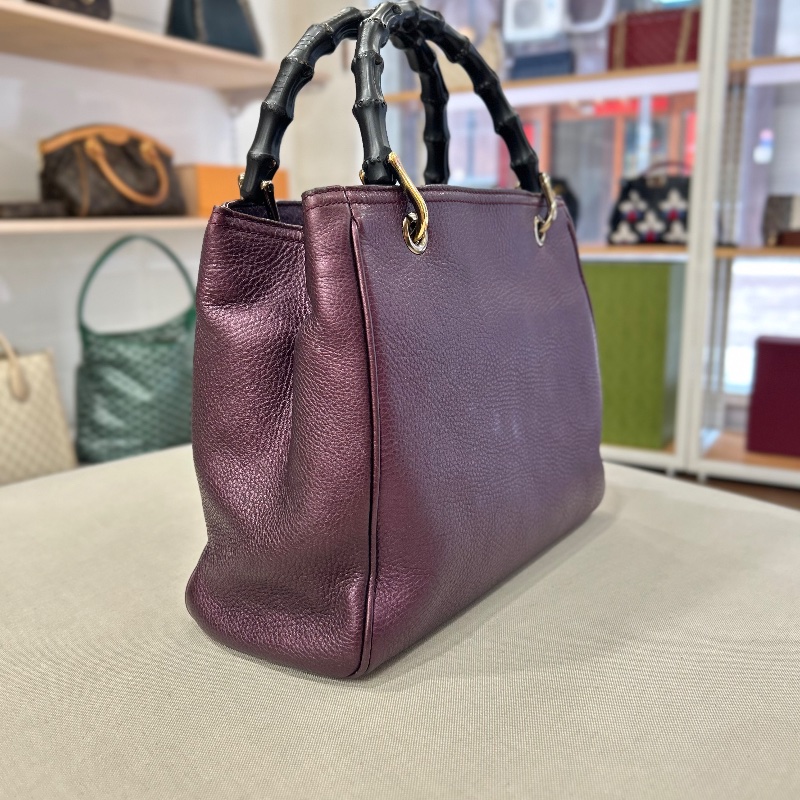 Gucci 小號竹子手把 Shopper 托特包-9