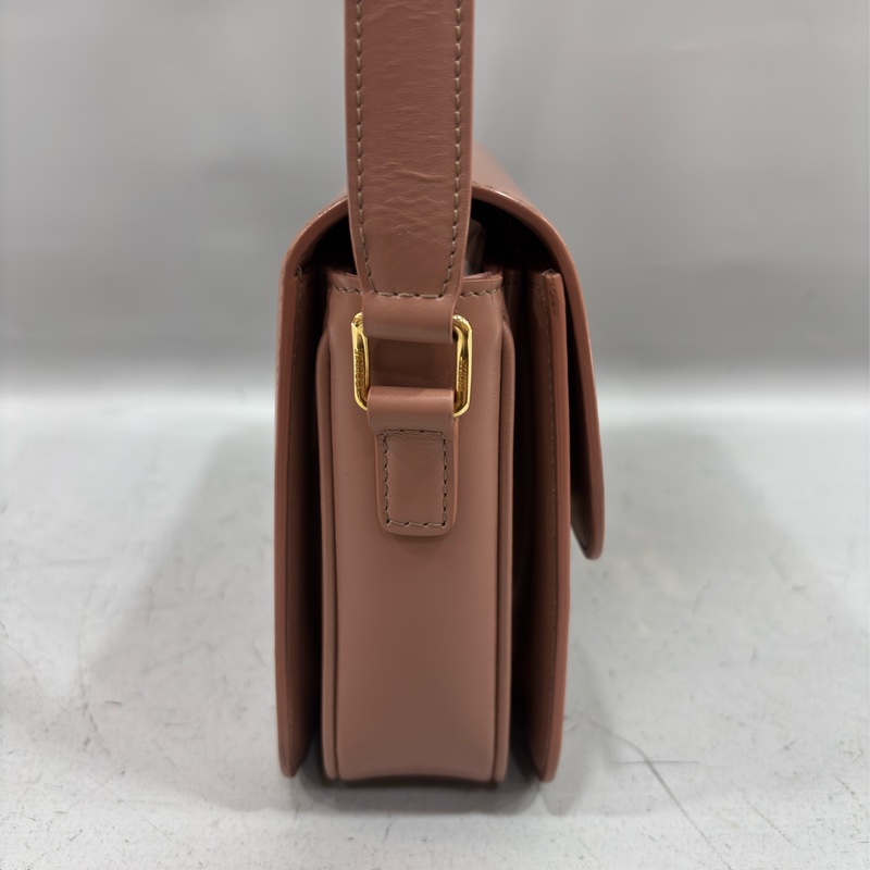 CELINE 187363 TRIOMPHE Box LOGO 乾燥玫瑰色牛皮 金釦凱旋門 肩背包斜背包-1