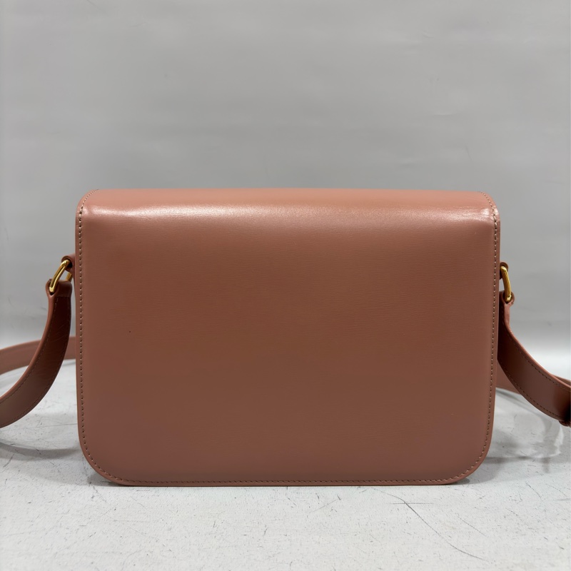 CELINE 187363 TRIOMPHE Box LOGO 乾燥玫瑰色牛皮 金釦凱旋門 肩背包斜背包-2
