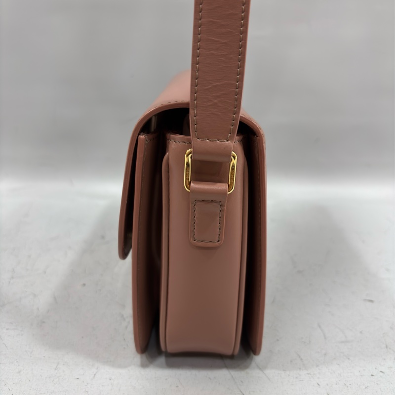 CELINE 187363 TRIOMPHE Box LOGO 乾燥玫瑰色牛皮 金釦凱旋門 肩背包斜背包-3