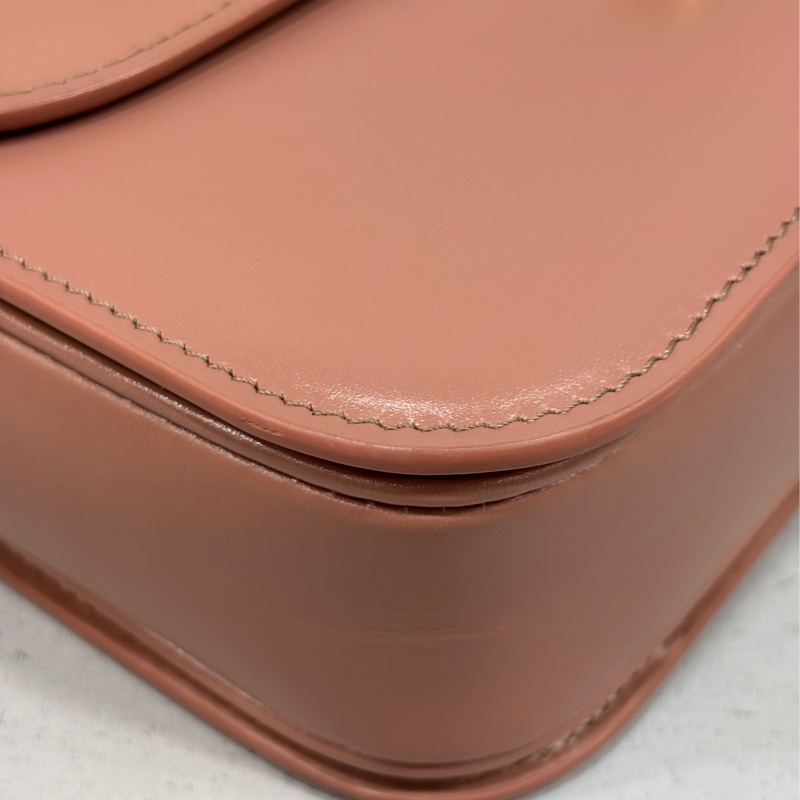 CELINE 187363 TRIOMPHE Box LOGO 乾燥玫瑰色牛皮 金釦凱旋門 肩背包斜背包-11