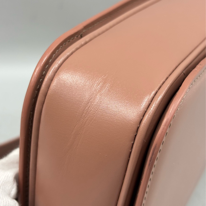 CELINE 187363 TRIOMPHE Box LOGO 乾燥玫瑰色牛皮 金釦凱旋門 肩背包斜背包-13