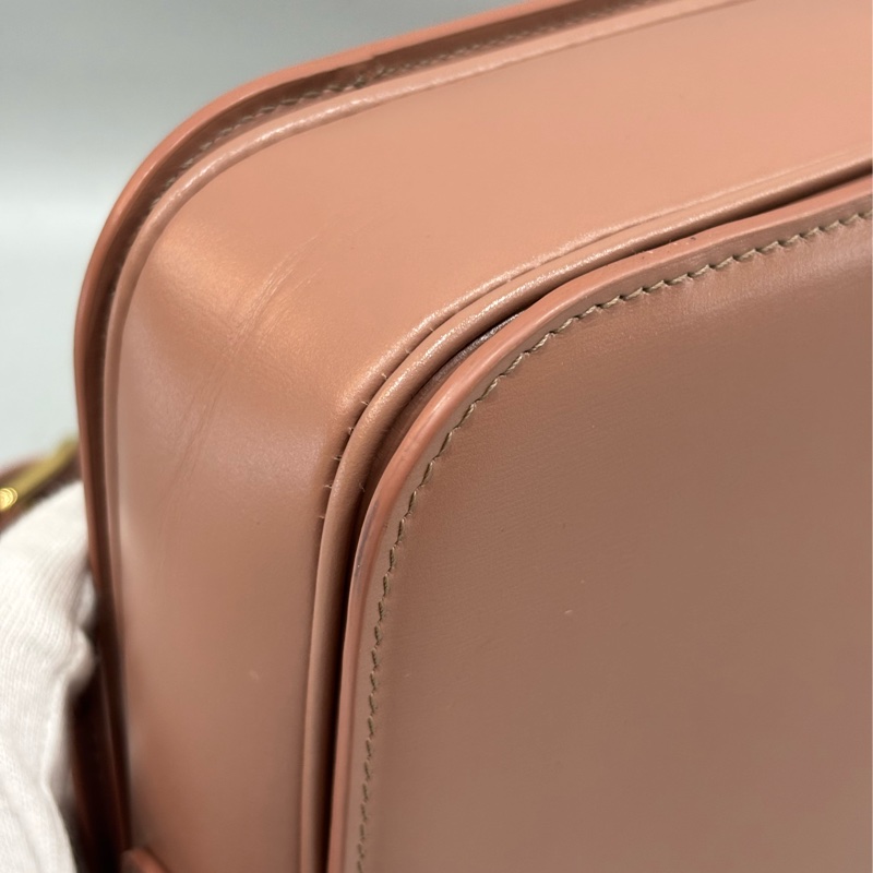 CELINE 187363 TRIOMPHE Box LOGO 乾燥玫瑰色牛皮 金釦凱旋門 肩背包斜背包-14