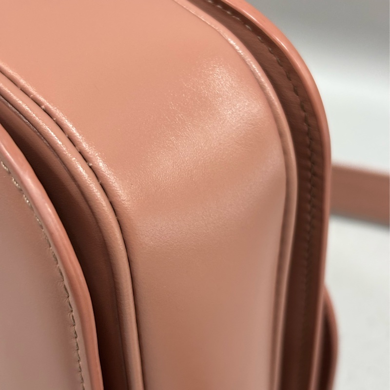 CELINE 187363 TRIOMPHE Box LOGO 乾燥玫瑰色牛皮 金釦凱旋門 肩背包斜背包-15