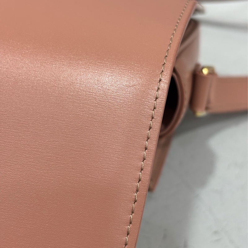 CELINE 187363 TRIOMPHE Box LOGO 乾燥玫瑰色牛皮 金釦凱旋門 肩背包斜背包-24