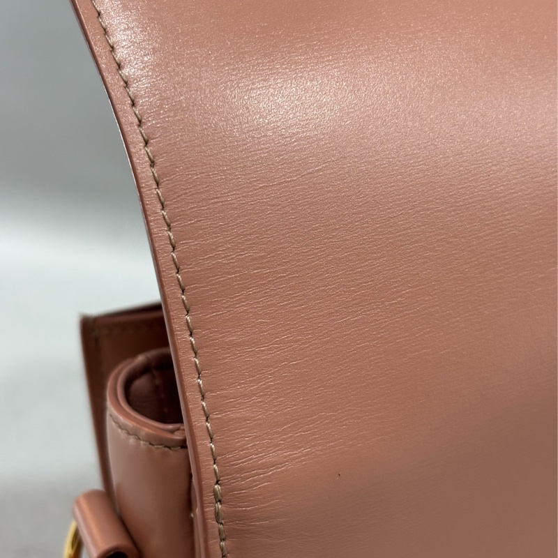 CELINE 187363 TRIOMPHE Box LOGO 乾燥玫瑰色牛皮 金釦凱旋門 肩背包斜背包-26