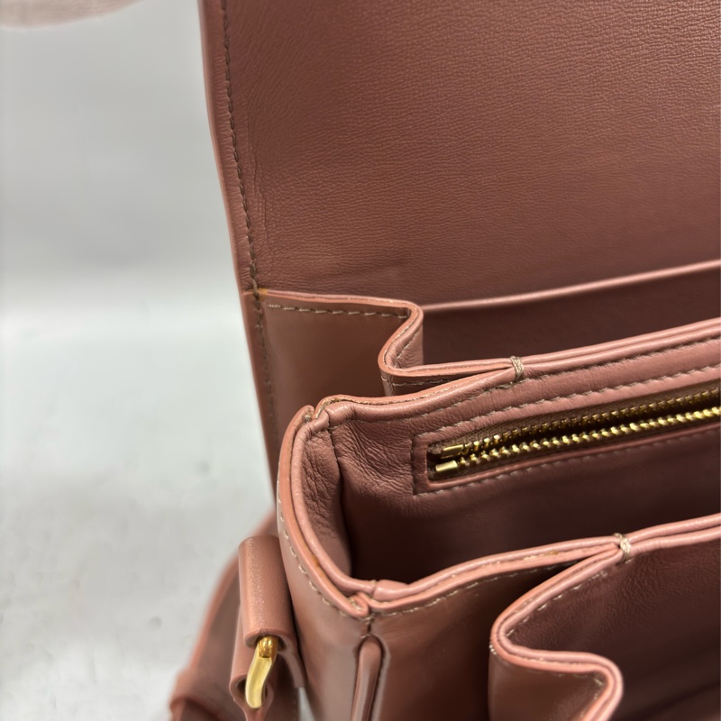 CELINE 187363 TRIOMPHE Box LOGO 乾燥玫瑰色牛皮 金釦凱旋門 肩背包斜背包-30