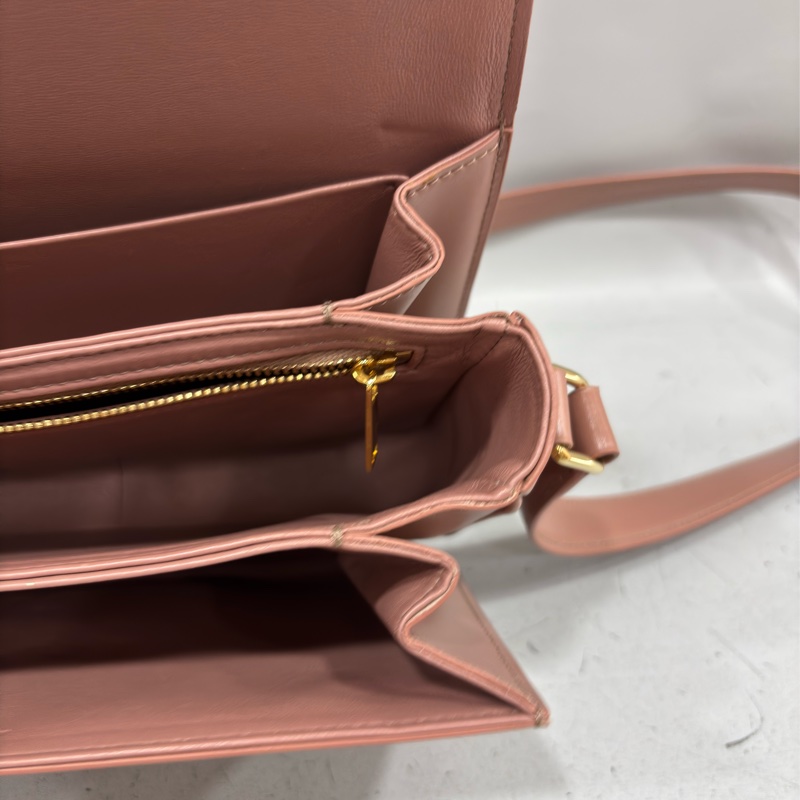 CELINE 187363 TRIOMPHE Box LOGO 乾燥玫瑰色牛皮 金釦凱旋門 肩背包斜背包-31