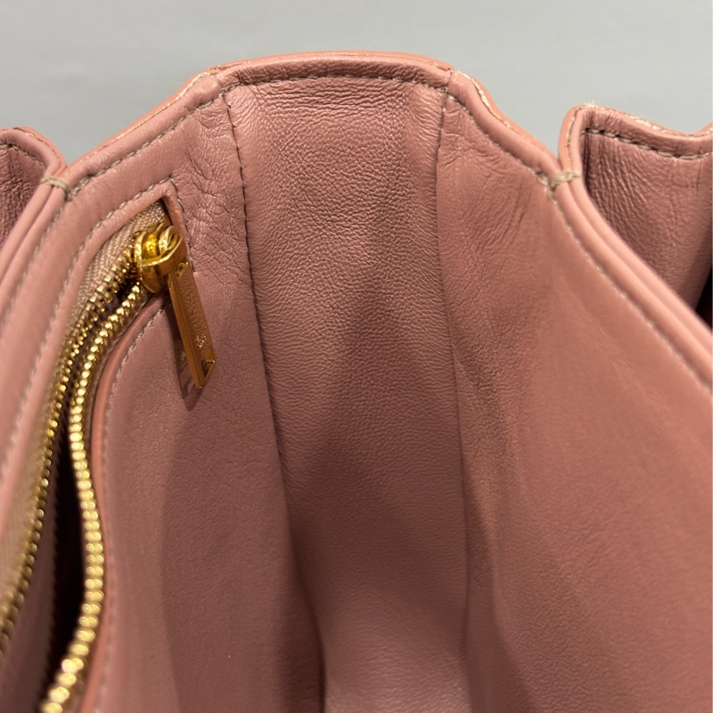 CELINE 187363 TRIOMPHE Box LOGO 乾燥玫瑰色牛皮 金釦凱旋門 肩背包斜背包-45