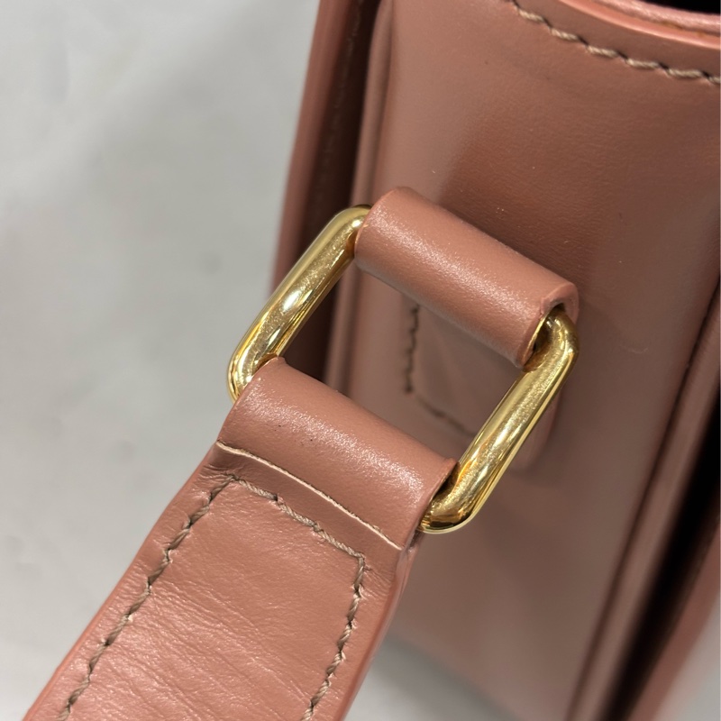 CELINE 187363 TRIOMPHE Box LOGO 乾燥玫瑰色牛皮 金釦凱旋門 肩背包斜背包-59