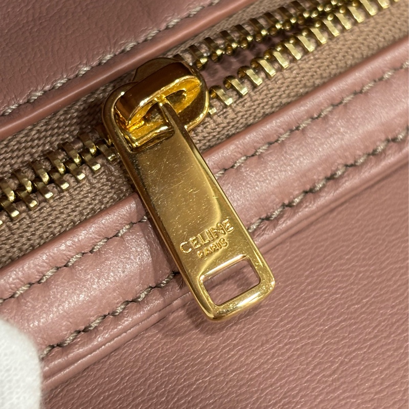 CELINE 187363 TRIOMPHE Box LOGO 乾燥玫瑰色牛皮 金釦凱旋門 肩背包斜背包-63