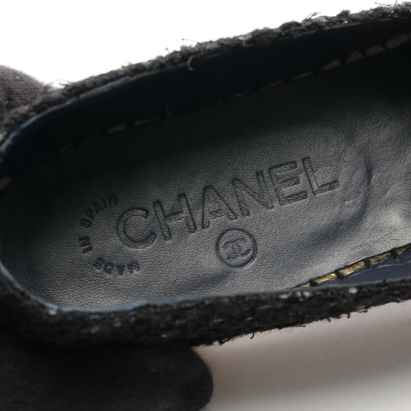 香奈兒 COCO Mark 帆布鞋 G29762 黑色/海軍藍 二手 女款 38 碼-4