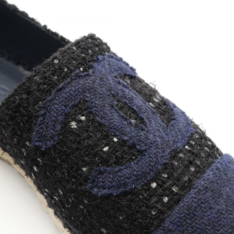 香奈兒 COCO Mark 帆布鞋 G29762 黑色/海軍藍 二手 女款 38 碼-6