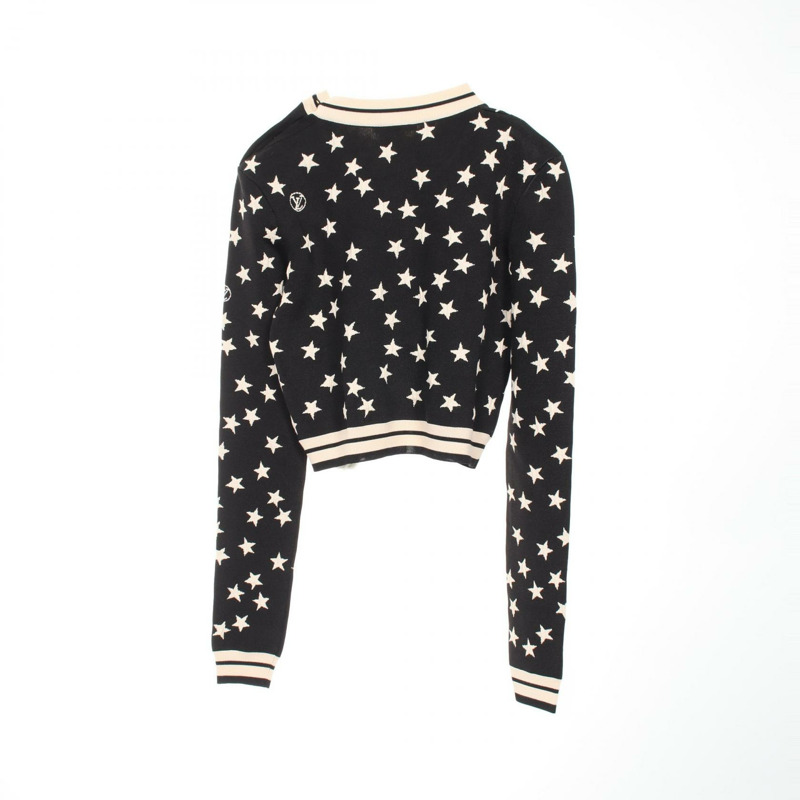 路易威登針織衫 RW222W L18 FNKL28 真絲黑色米色二手女款 XS-1