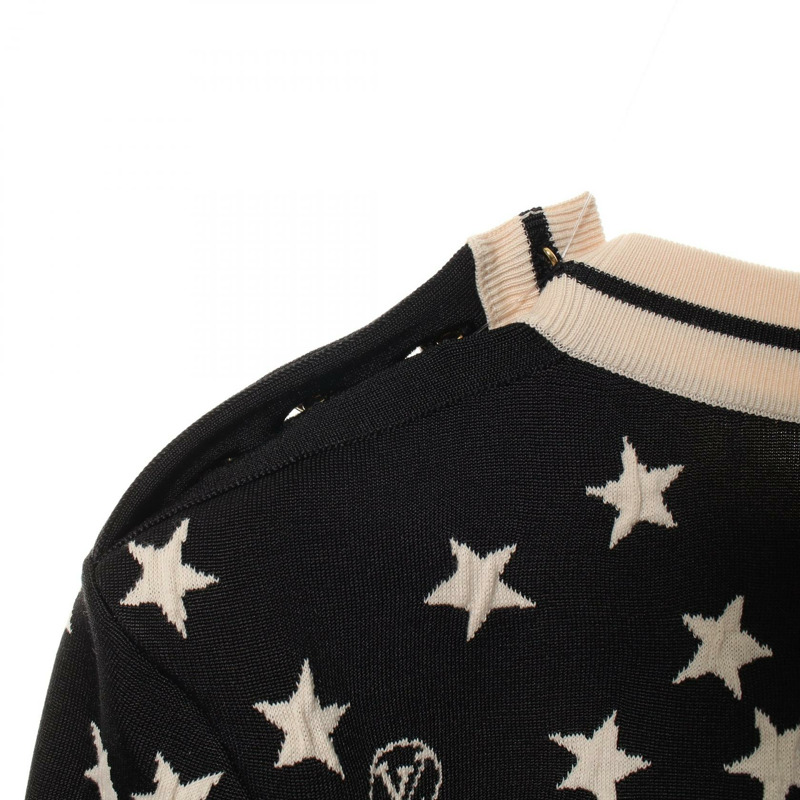 路易威登針織衫 RW222W L18 FNKL28 真絲黑色米色二手女款 XS-5