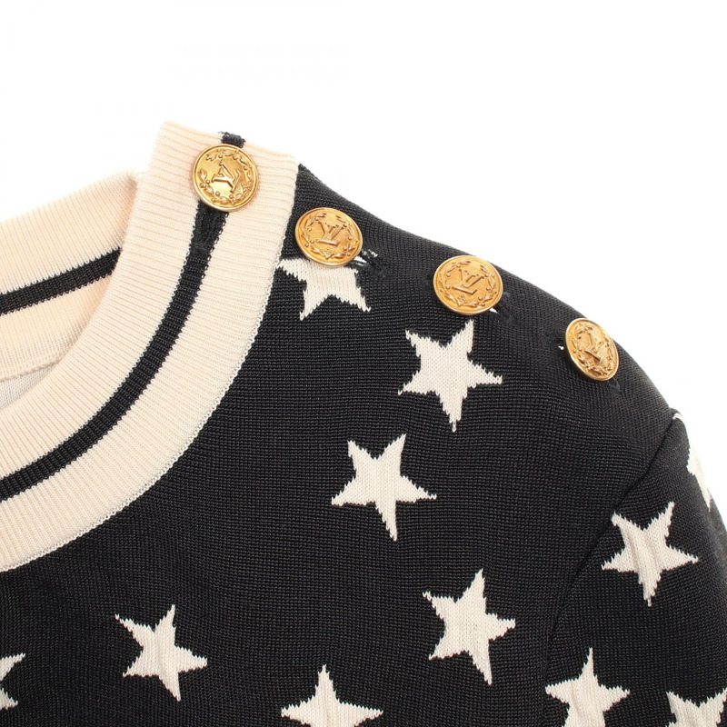 路易威登針織衫 RW222W L18 FNKL28 真絲黑色米色二手女款 XS-6