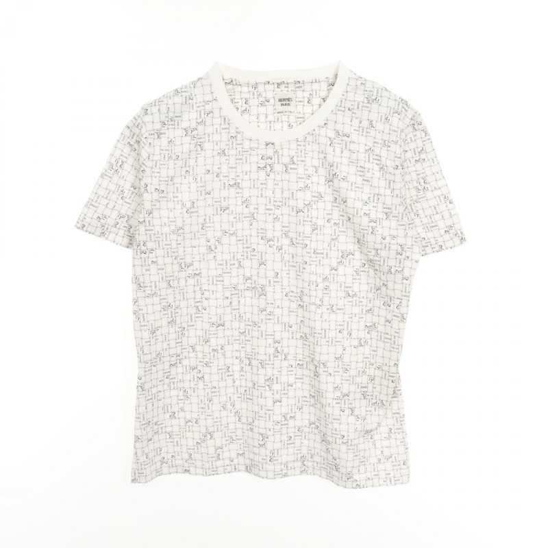 愛馬仕 Bolduc au Carre T卹 5E4645DK 純棉 白色 二手 女款 44碼-0