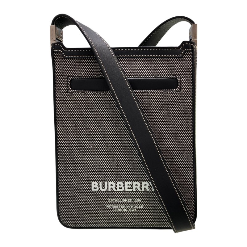 BURBERRY 印花帆布斜背包 灰色-0