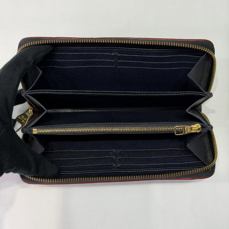 LV 海軍藍Zippy壓花拉鍊長夾-3