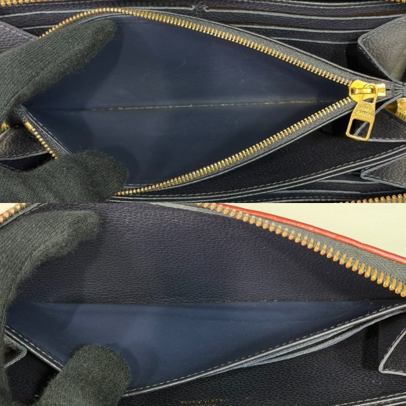 LV 海軍藍Zippy壓花拉鍊長夾-4