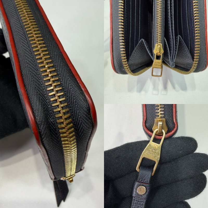 LV 海軍藍Zippy壓花拉鍊長夾-5