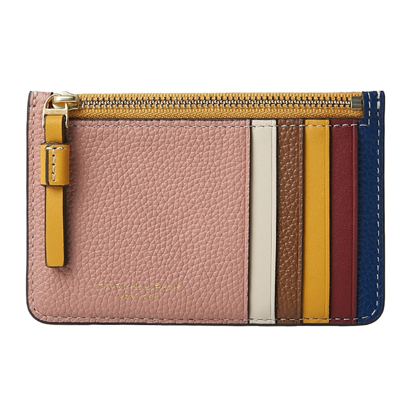 【TORY BURCH】拼接皮革卡夾零錢包-多色拼接-4