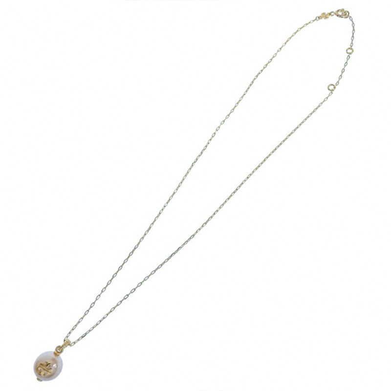 【TORY BURCH】雙T-LOGO珍珠項鍊-金色-3