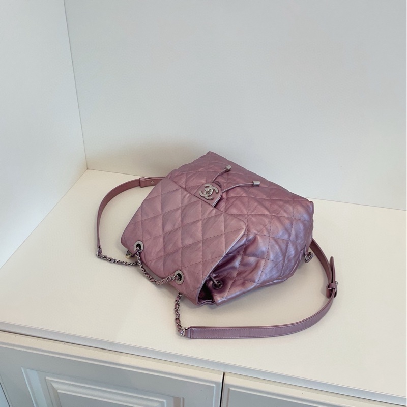 【98新🆕】Chanel 炫彩珠光紫粉全皮雙肩包 小書包-5