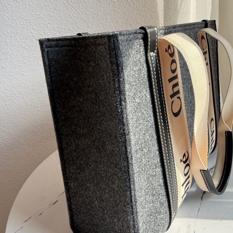 Chloe woody 大 托特包👜灰色-3