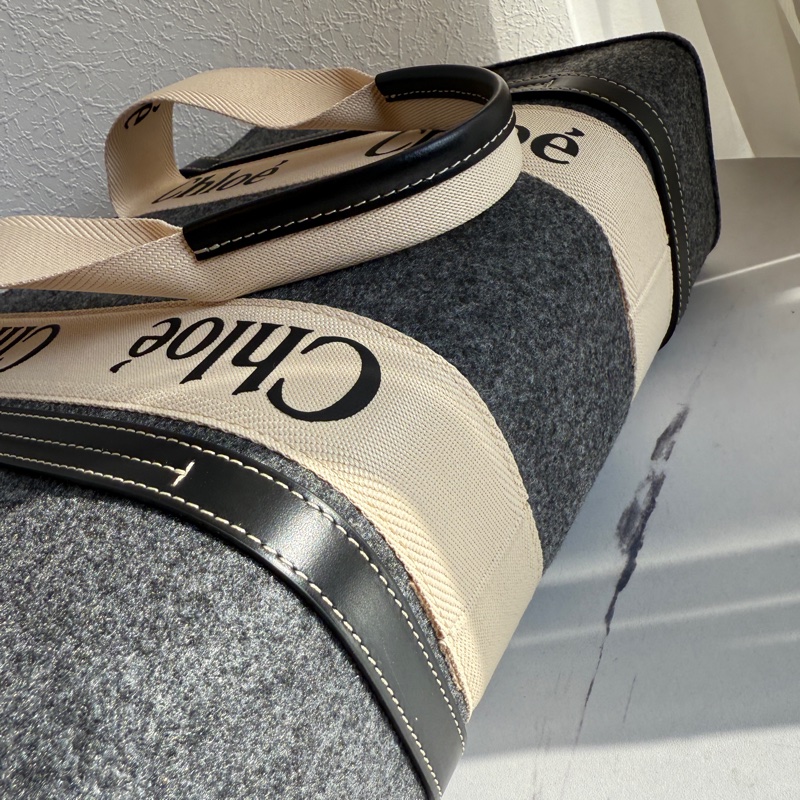 Chloe woody 大 托特包👜灰色-7