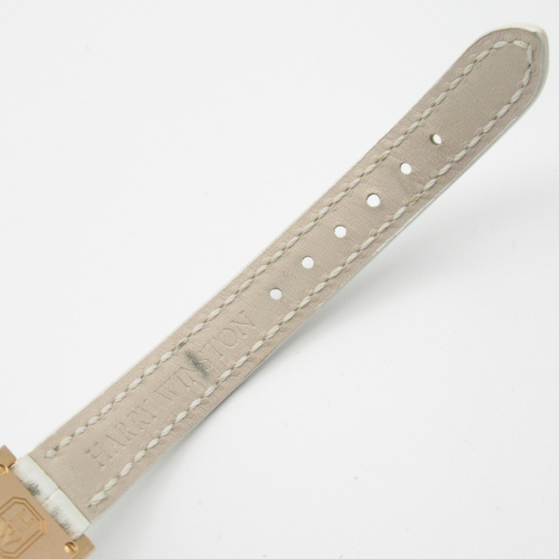 Harry Winston Avenue C 迷你腕錶，18K 玫瑰金，皮革錶帶，女士款，銀色，332 LQRL.W D3.1-13