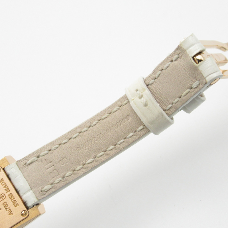 Harry Winston Avenue C 迷你腕錶，18K 玫瑰金，皮革錶帶，女士款，銀色，332 LQRL.W D3.1-15