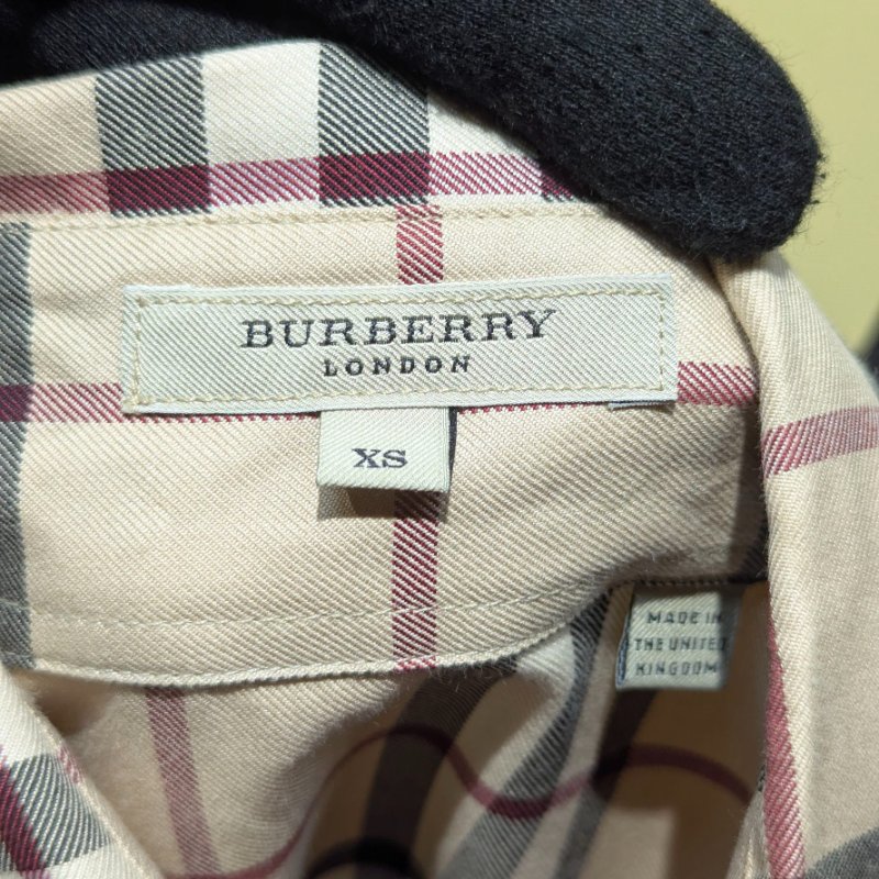 莉亞精品♡Burberry 駝色黑白紅格紋襯衫 尺碼XS 二手美衣-3