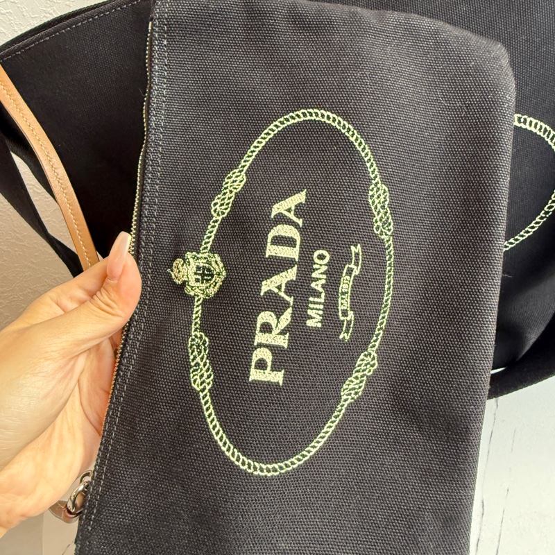 Prada手提帆布包💕💕💕💕兩用 送小包 還有背帶斜背 最殺價格-11