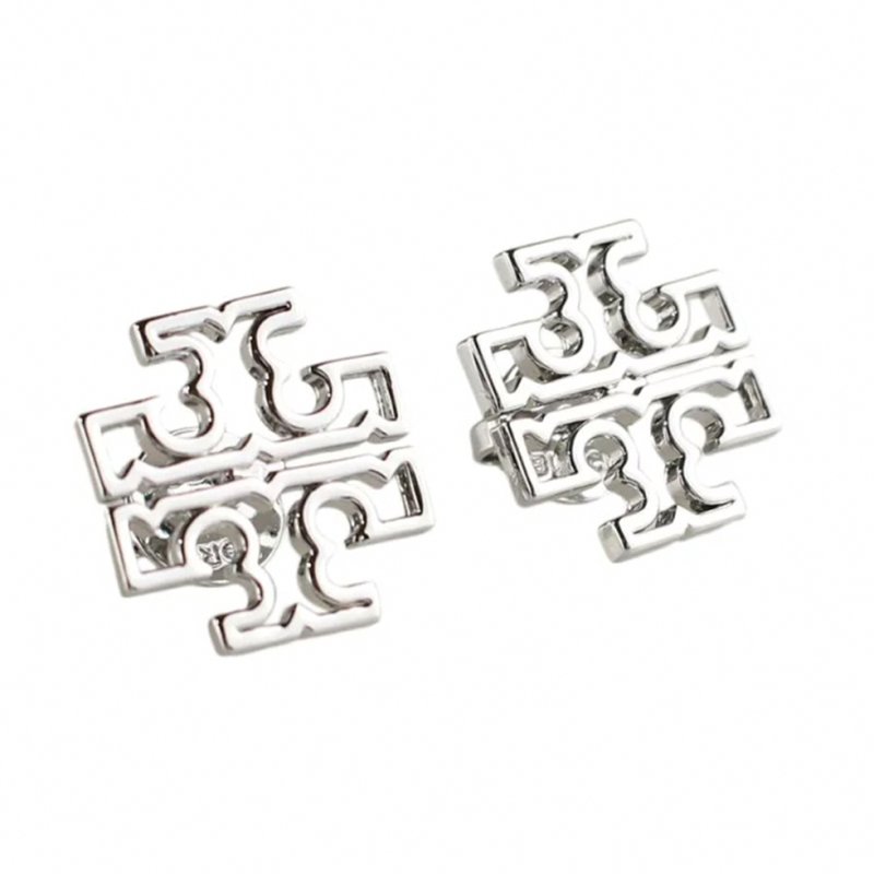 【TORY BURCH】雙T-LOGO鏤空耳環-銀色-0