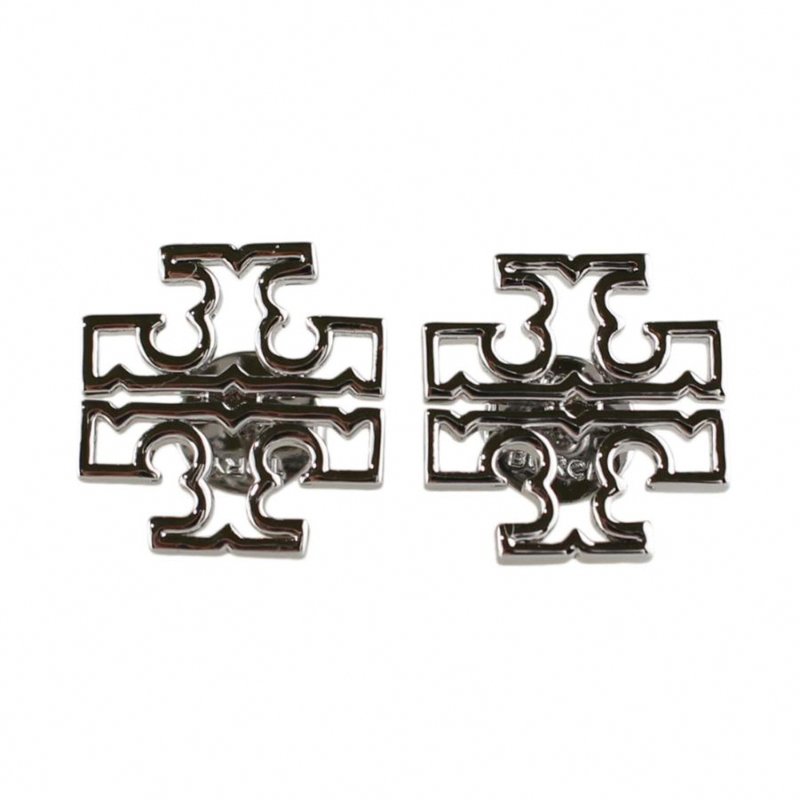 【TORY BURCH】雙T-LOGO鏤空耳環-銀色-1