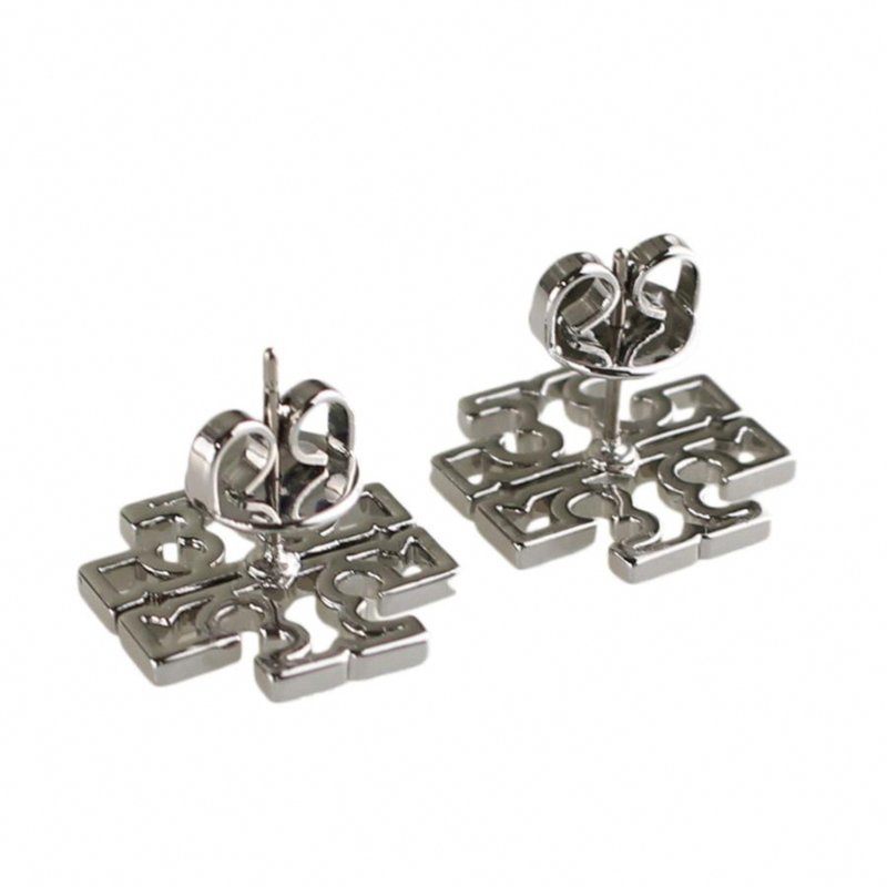 【TORY BURCH】雙T-LOGO鏤空耳環-銀色-2