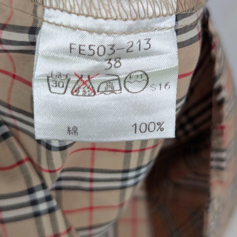 莉亞精品♡Burberry 駝色黑白紅格紋長袖襯衫 尺碼38 二手美衣-2
