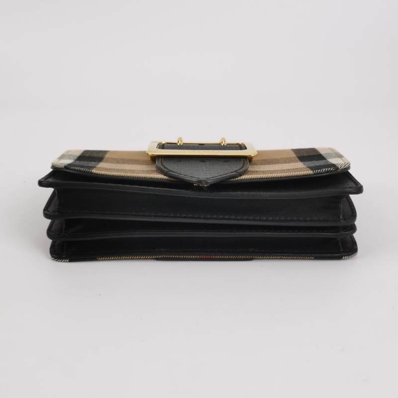 Burberry Buckle牛皮帆布格紋搭扣斜挎包單肩包-5