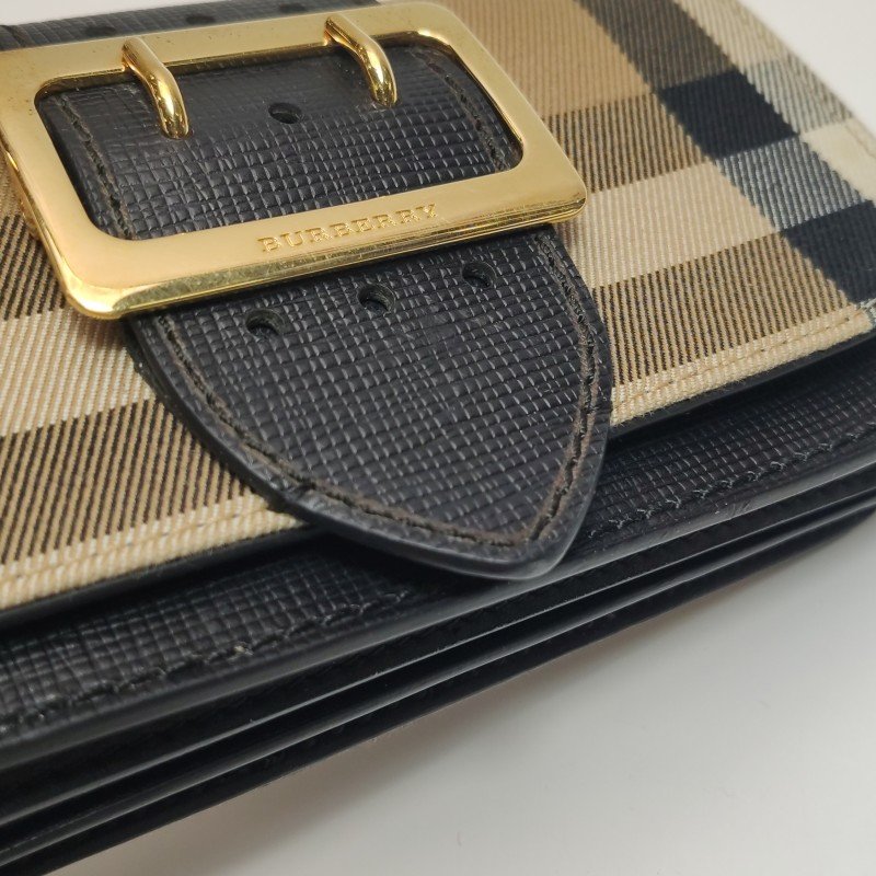 Burberry Buckle牛皮帆布格紋搭扣斜挎包單肩包-15